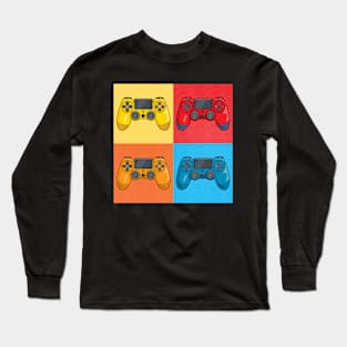 PS4 Pop Art Video Game Controllers Long Sleeve T-Shirt